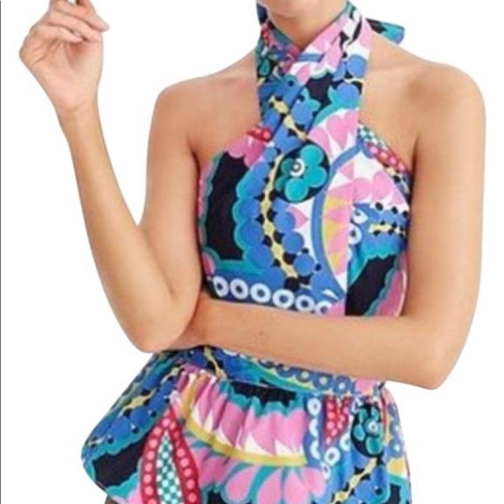 J. Crew Halter Peplum in Ratti Kaleidoscope Floral
